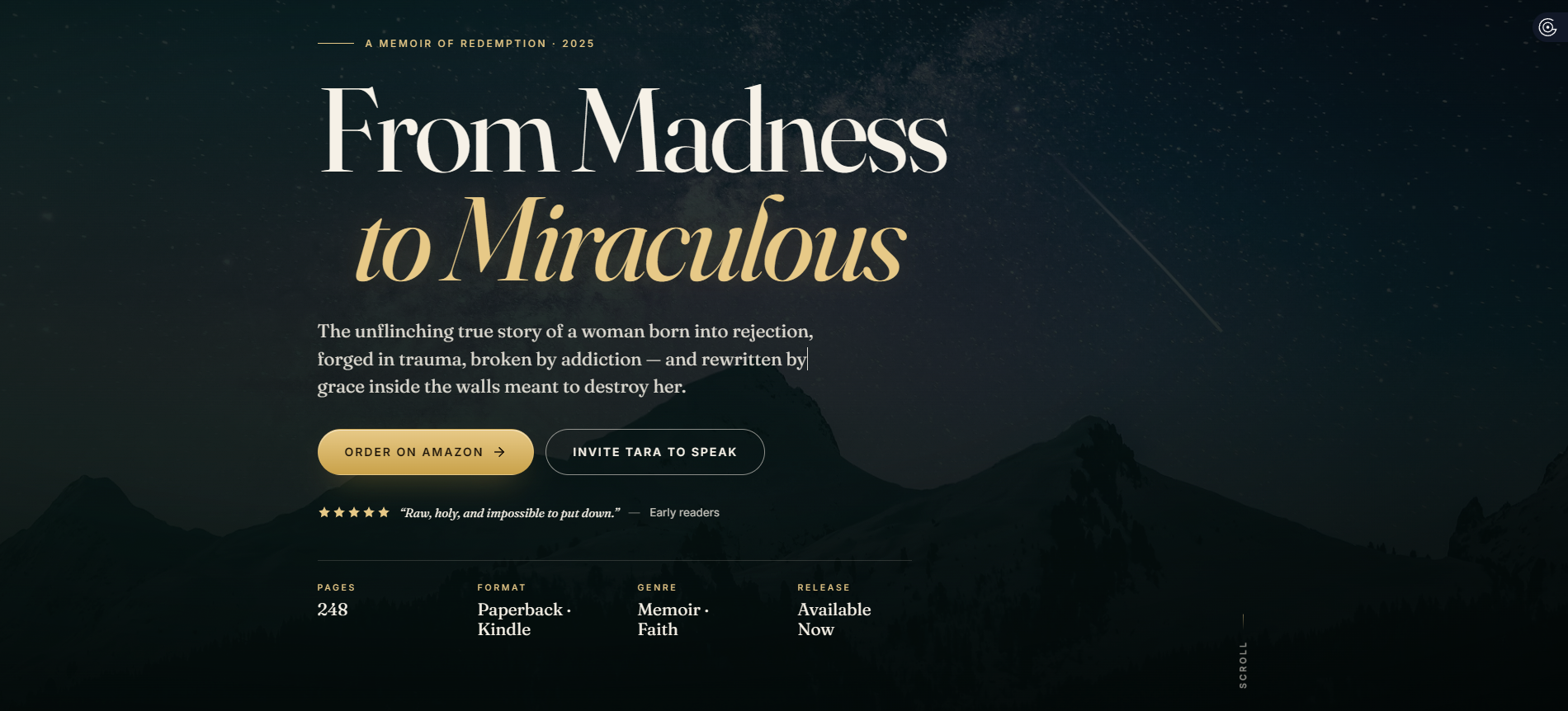 From Madness to Miraculous — memoir site built in GoHighLevel
